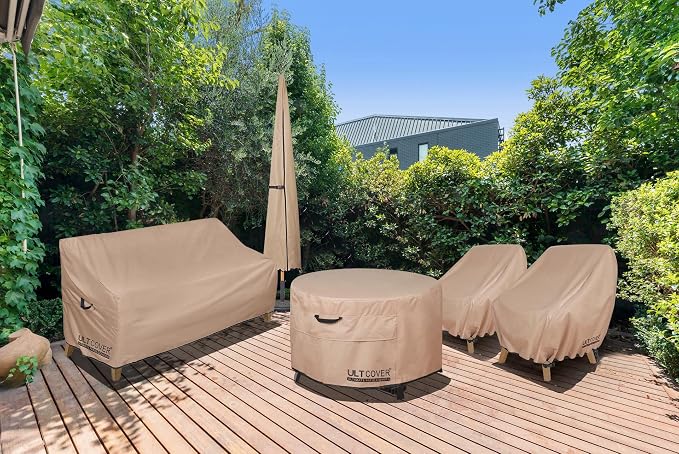 ULTCOVER Waterproof Patio Chair Cover 2 Pack Outdoor Lounge Deep Seat Single Lawn Chair Covers 32W x 34D x 34H inches - Image 6