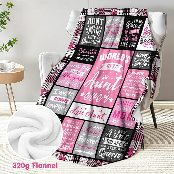 Mothers Day Birthday Gifts for Aunt - World's Best Aunt Ever Gifts from Niece Nephew - Favorite Auntie Birthday Gift Ideas - Christmas Valentines Day Presents for Auntie - Aunts Life Blanket 60"x80"