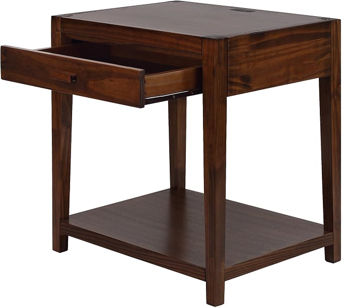 Casual Home Notre Dame Nightstand with USB Ports-Warm Brown 18.75 in x 24 in x 26 in (D x W x H) - Image 9
