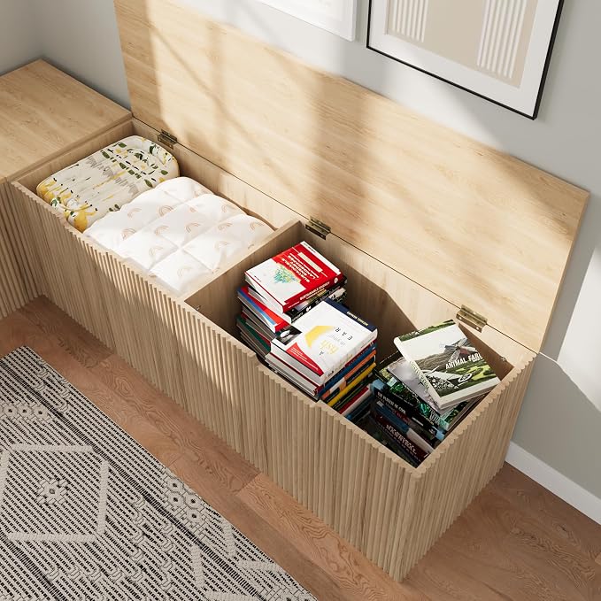 Bobve L-Shape Storage Bench with Cushion, Backless Corner Dining Bench, Kitchen Dining Nook Bench with Hidden Storage for Dining Room, Kitchen, Entryway (Natural Wood) - Image 7