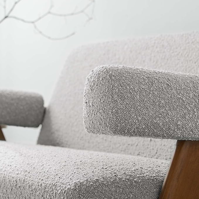 Modway EEI-6504-LGR Lyra Boucle Fabric Loveseat, Light Gray