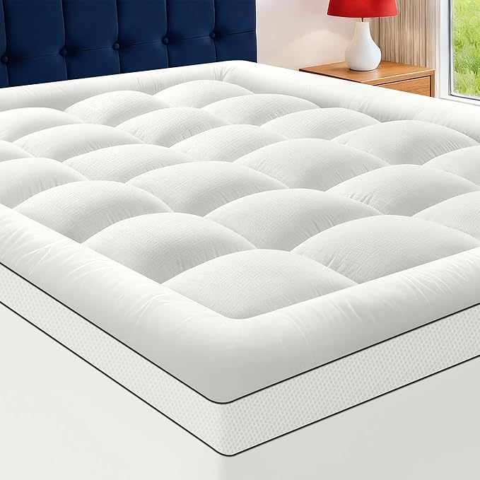 Queen Size Mattress Topper for Back Pain, Soft Extra Thick Pillow Top Mattress Pad Cover with 1000GSM Down Alternative Filler, Cooling Breathable Plush Bed Topper Protector (8-21" Deep Pocket)
