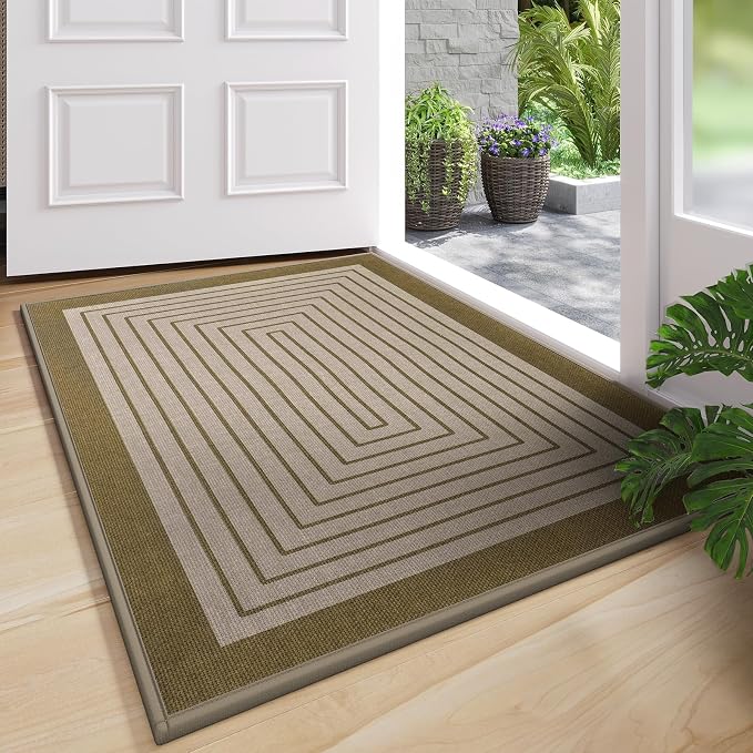 Front Door Mat 31''x47'', Absorbent Dirt Resist Washable Non Slip Low-Profile Indoor Doormat, Easy Clean Entryway Welcome Door Mats, Brown by QiCaiJia