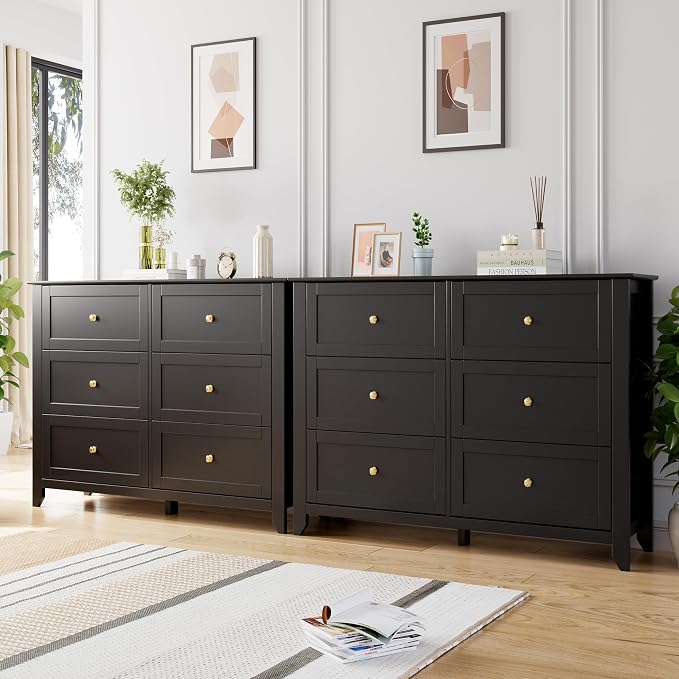 GarveeHome Black 6 Drawer Dresser for Bedroom, Simply Modern Chest of Drawers, Wood Storage Large Dresser with Deep Drawers for Living Room, Hallway Entryway - Image 10