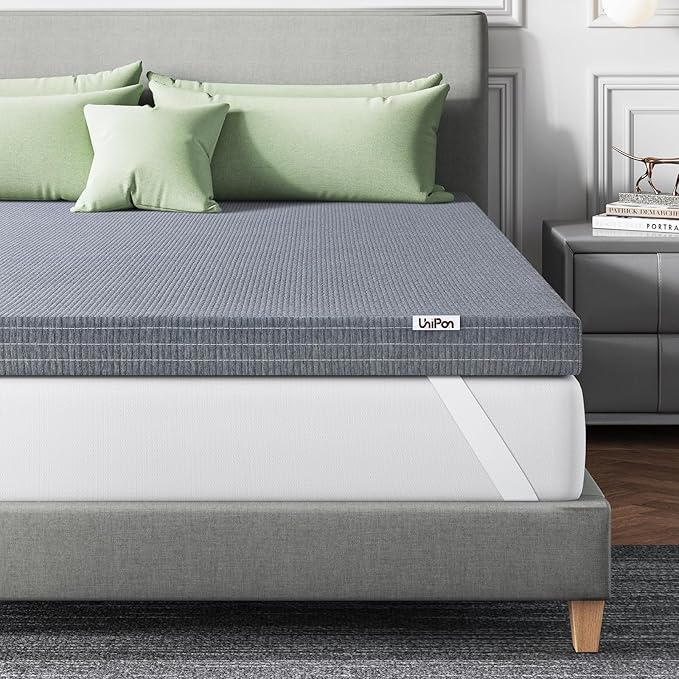 3 Inch Firm King Mattress Topper with Cooling Gel & Bamboo Charcoal, Firm King Memory Foam Mattress Topper for Pain Pressure Relief, CertiPUR-US Certified, Removable Cover