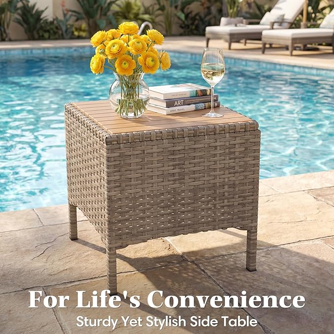 MELLCOM 5 Piece Outdoor Chairs Set- Patio Furniture Set withSide Table and 2 Ottoman, Swivel Glider Chair Set for Balcony, Porch