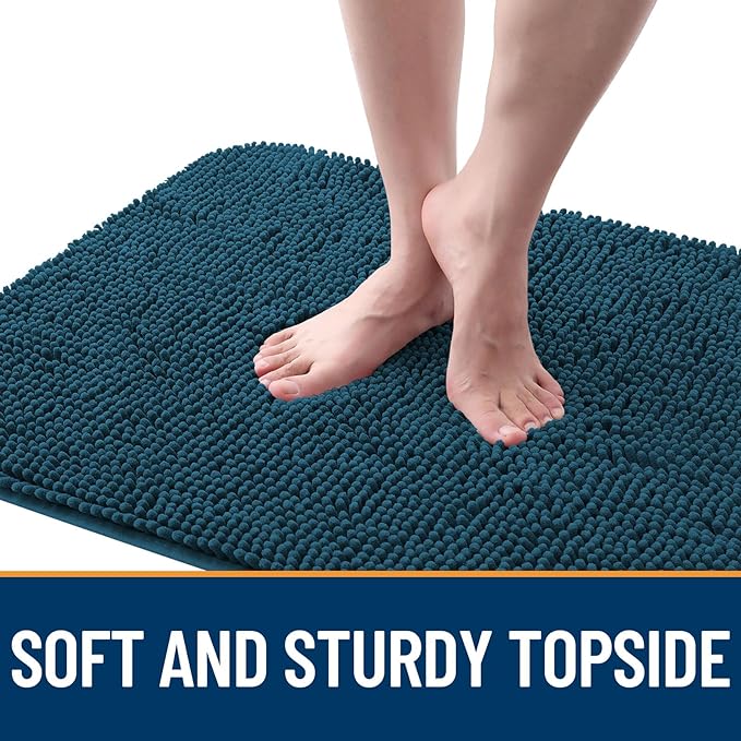 OLANLY Dog Door Mat for Muddy Paws 70x32, Absorbs Moisture and Dirt, Absorbent Non-Slip Washable Doormat, Quick Dry Chenille Mud Mat, Entry Indoor Entryway Carpet for Inside Floor, Atlantic Blue - Image 4