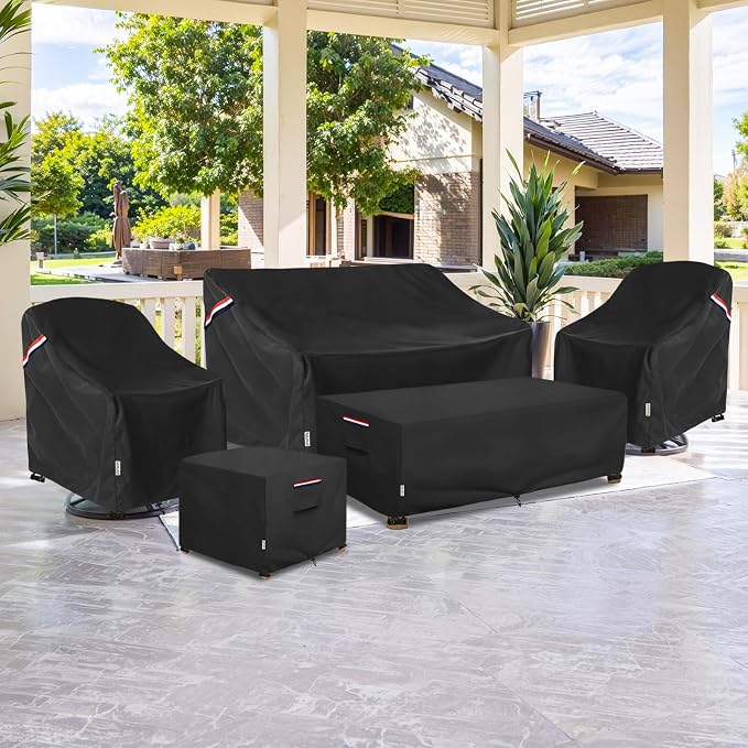 Patio Ottoman Cover Waterproof Heavy Duty Square Outdoor Ottoman Covers, 32W x 32D x 18H Inches Patio Furniture Covering Protector Outdoor Side Table Cover (Black) - Image 8