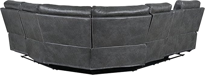 ERYE Modern Manual Reclining Corner Sectional Sofa,L-Shaped Faux Leather Upholstered Motion Recliner Sofa Couch W/Storage Console and 2 Cup Holders for Living Room Home Theater