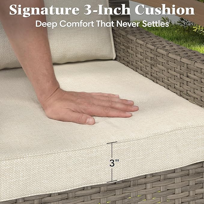 MELLCOM 5 Piece Outdoor Chairs Set- Patio Furniture Set withSide Table and 2 Ottoman, Swivel Glider Chair Set for Balcony, Porch