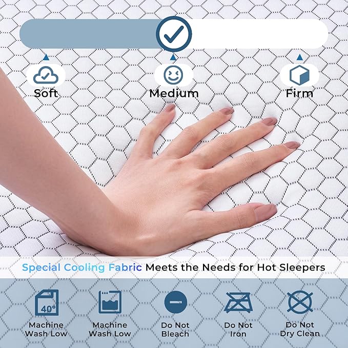 Odorless Foldable Mattress Twin Size 75" x 38" x 6", 6 Inch Folding Foam Mattress with Storage Bag, Fiberglass Free Trifold Memory Foam Mattress for RV, Guest Bed