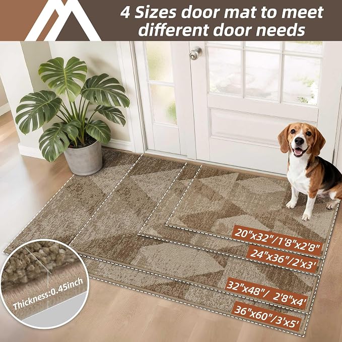 COSY HOMEER Entryway Rugs Doormat 36"x60", Non-Slip Absorbent Polyester, Washable Rugs for Front Door, Dirty Paws & High Traffic Areas, Beige - Image 5