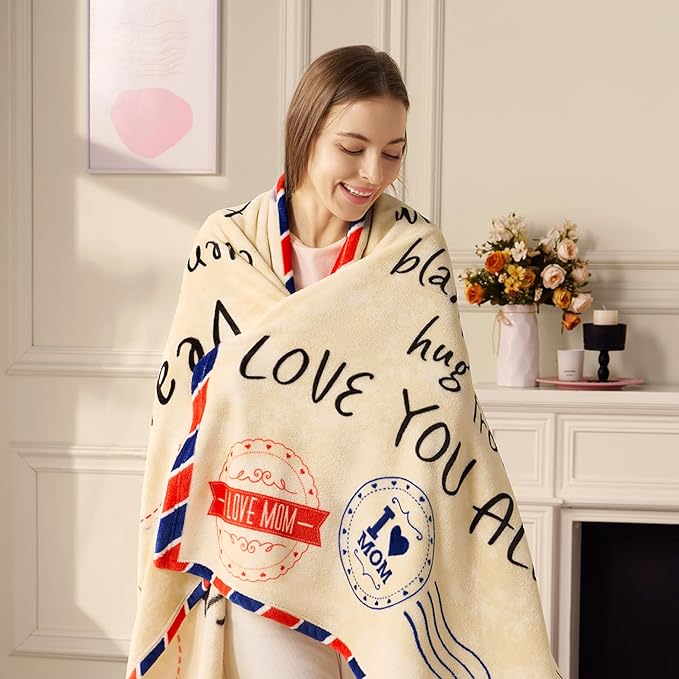 Joiedomi Mothers Day Blanket Gifts for Mom Birthday Gifts Soft Flannel Blanket for Mom Grandma from Daughter Son 50" x 60" Brown