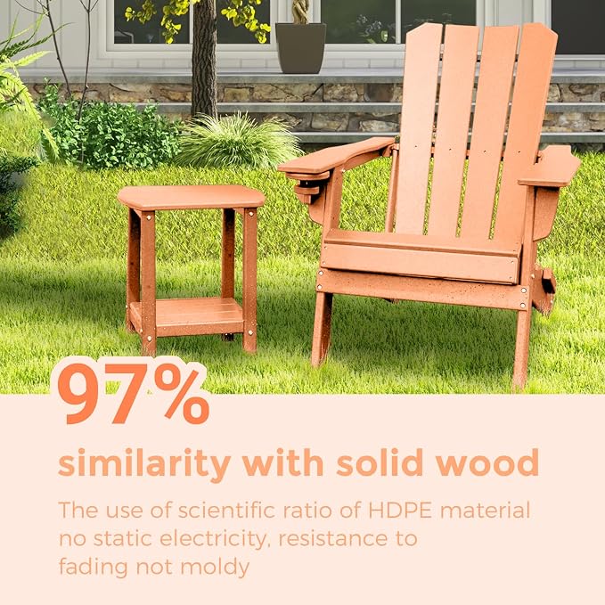 Adirondack Square Outdoor Side Table,2-Tier Storage Patio Side Table, HDPE End Tables for Backyard Pool Porch Garden Lawn - Image 5