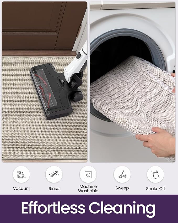 DEXI Dirt Trapper Door Mat, 48x72 Washable Doormat, Dirt Resistant and Absorbent, Easy Clean Low-Profile Floor Rugs for Entryway, Front Door, and Inside Entrance, Light Beige-Gray - Image 8