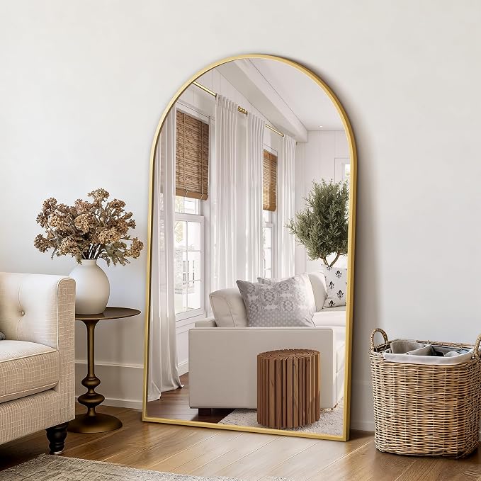 Arched Bathroom Mirror for Wall, 50" x 30" Gold Metal Frame Vanity Mirror, HD Glass Over Sink for Bathroom, Entryway, Bedroom - Image 5