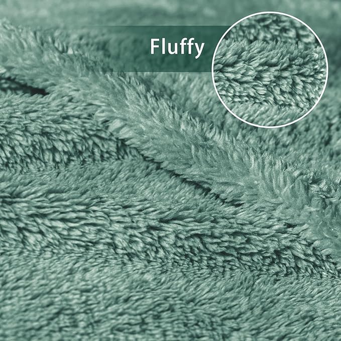 Exclusivo Mezcla Soft Fleece Throw Blanket for Couch, Super Soft Velvet Plush Fleece Blankets, Fuzzy Cozy and Warm for Winter, 50x60 Inches, Celadon