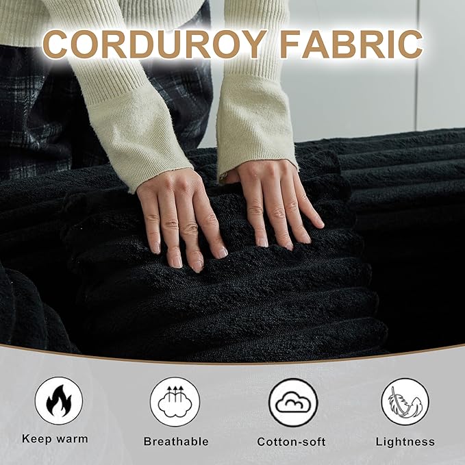 106-Inch Curved Boneless Sofa Couches Compressed 4-Seat Foam Couch for Living Room Bedroom, Boneless Modular Cloud Sofa Curved Floor Couch with 6 Pillows, No Assembly