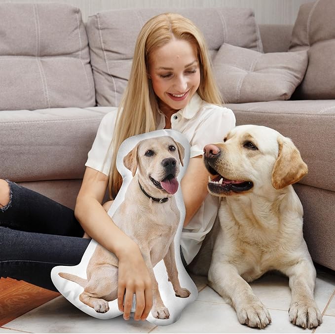 Easycosy Custom Pet Photo Pillow, Personalized Pillow Shaped Like Your Dog Cat Face, Customized Stuffed Animal Picture Pillows, Memorial Gifts for Pet Animal Lovers Her Him(20 Inch)