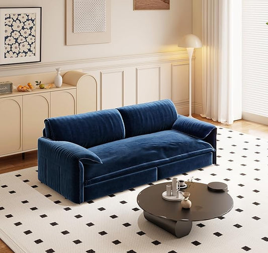 Eafurn 66" Convertible Sofa Bed Queen Size, 3-in-1 Pull Out Sleeper Couch Sofabed, Modern Velvet Loveseat Chaise Lounge w/Side Storage Pocket for Living Room Office | Removable Cushions