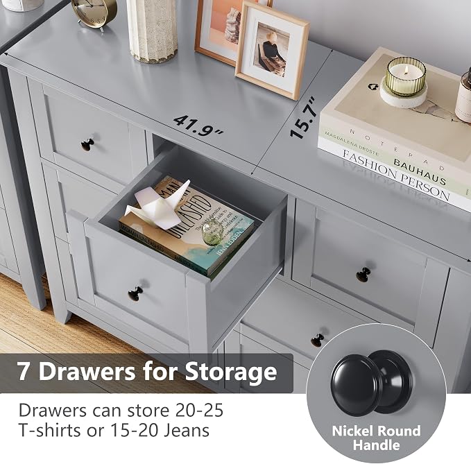 GarveeHome 7 Chest of Drawer Dresser, Wood Organizer Dresser with Ample Storage Space for Bedroom, Living Room, Entryway - Image 5