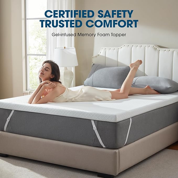 3 Inch Cooling Memory Foam Mattress Topper King, Gel Bed Topper for Pressure Relief, High Density Sleep Comfort with Removable & Washable Bamboo Cover
