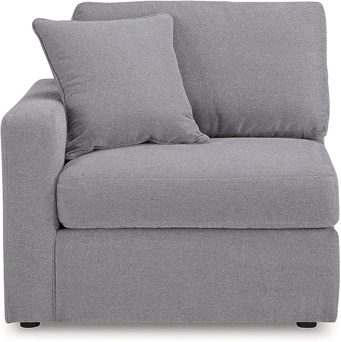 Signature Design by Ashley Modmax Stain Resistant Urban Modular L-Shaped 4-Piece Sectional with Reversible Cushions, Removable Covers and 3 Accent Pillows, Light Gray