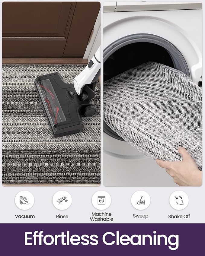 DEXI Dirt Trapper Door Mat, 24x39 Washable Doormat, Dirt Resistant and Absorbent, Easy Clean Low-Profile Floor Rugs for Entryway, Front Door, and Inside Entrance, Striped Grey - Image 8