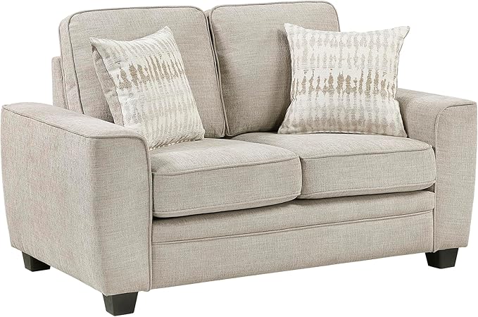 Lexicon Chenille Upholstered Loveseat Sofa with 2 Pillows, Removable Cushion Covers, Track Arms, Reversible Back and Seat Cushions, Comfy Love Seat Couches for Living Room/Office/Bedroom, Taupe