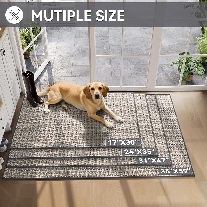 Indoor Door Mat 24x72 Dirt Resistant and Absorbent, Non-Slip Rubber Backing Floor Mats, Easy Clean Low-Profile Doormat for Entryway, Front Door, Inside Entrance Gray - Image 2