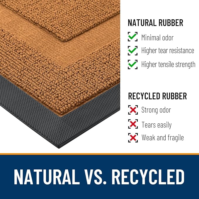 OLANLY Front Door Mat Indoor Outdoor Entrance, Waterproof All-Season, All-Weather Doormat, Sturdy Natural Rubber, Low Profile, Easy Clean Patio Porch Entryway Mat, 59x23, Tangerine Orange - Image 4