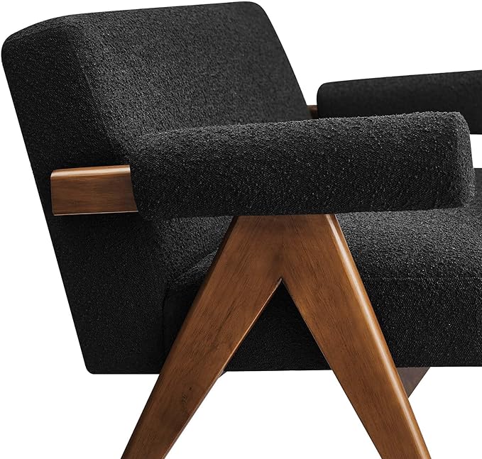 Modway EEI-6504-BLK Lyra Boucle Fabric Loveseat, Black
