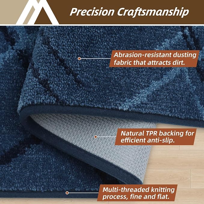 COSY HOMEER Front Door Mat Low Profile Non-Slip Doormat for Entryway, Absorbent Dirt Trapper Washable Entrance Mat, Sturdy Polyester Doormats (60"x36", Blue) - Image 3