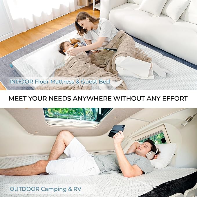 Odorless Foldable Mattress Queen Size 80" x 60" x 6", 6 Inch Folding Foam Mattress with Storage Bag, Fiberglass Free Trifold Memory Foam Mattress for RV, Guest Bed