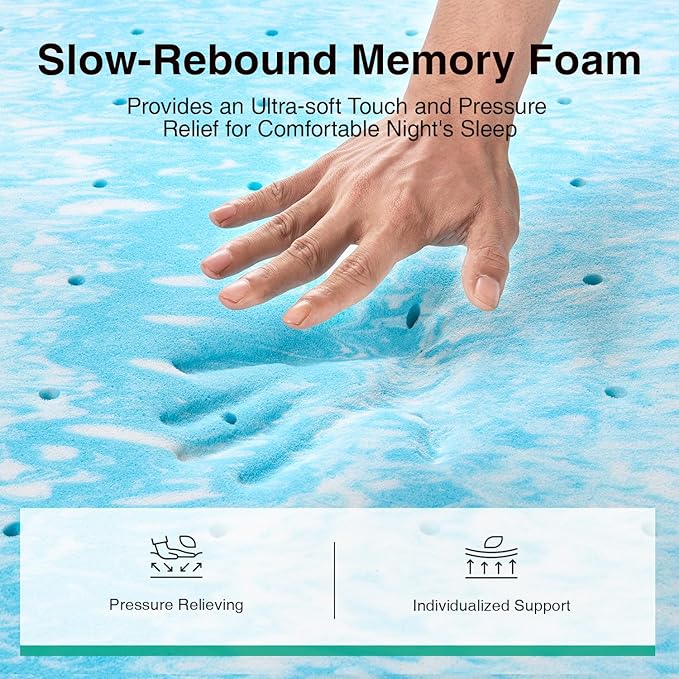 Novilla Mattress Topper Twin Size - 2 Inch Cooling Memory Foam Mattress Topper, Slow-Rebound Pressure Relief, Soft Comfort