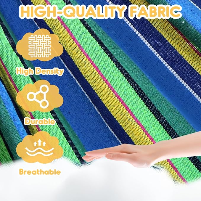 ANYOO Cotton Hammock Portable Camping Hammocks for Hanging Sturdy Garden Comfortable Fabric Hammock with Tree Straps Up to 660lbs with Travel Bag for Camping Outdoor/Indoor Patio Backyard - Image 2