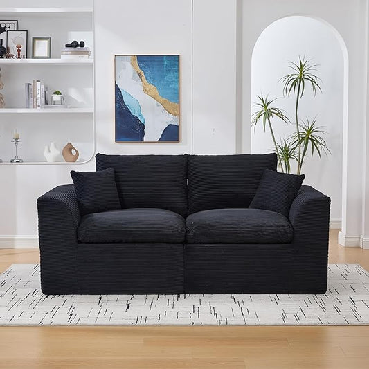 80.3" Cloud Loveseat Boneless Sofas for Living Room, 2 Seaters Modular Foam Cloud Sofa Couches, 2 Seat Compression Foam Couch with Toss Pillows, No Assembly Required