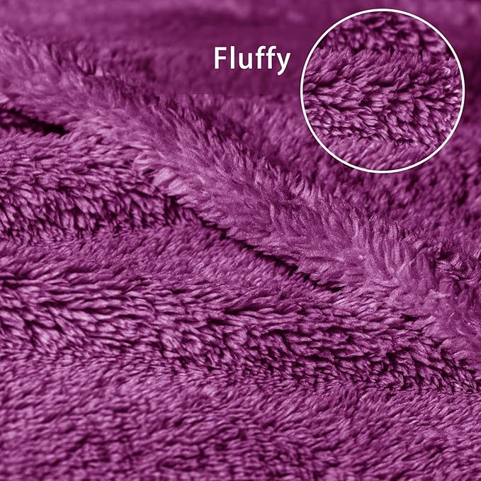 Exclusivo Mezcla Queen Size Blanket for Bed, Super Soft Velvet Plush Fleece Blankets, Fuzzy Cozy and Warm for Winter, 90x90 Inches, Purple