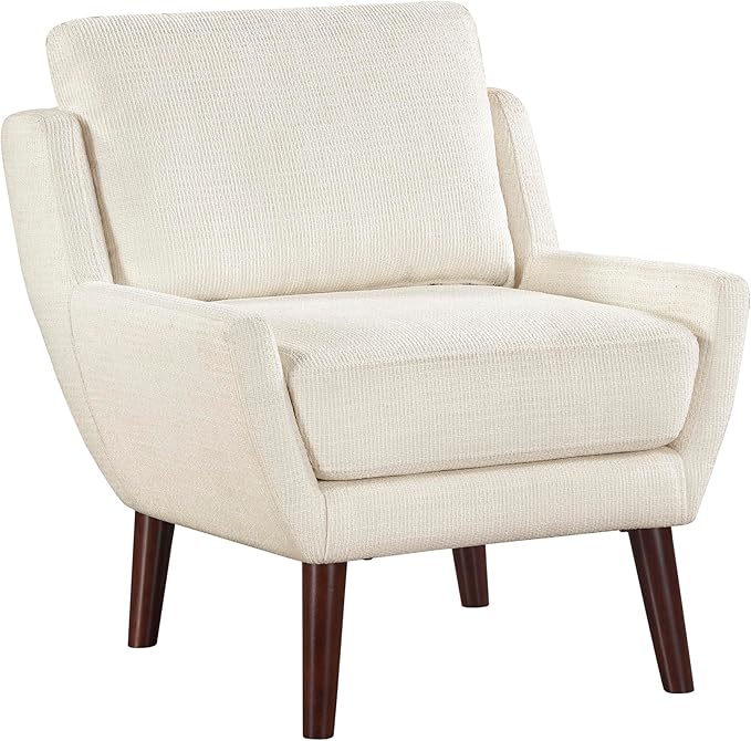 Lexicon Modern Wingback Accent Chair, Chenille Fabric Upholstered Lounge Reading Arm Chair, Solid Wood Legs for Living Room, Bedroom, Supportive Padded Pocket Coil Seat, Easy Assembly, Beige