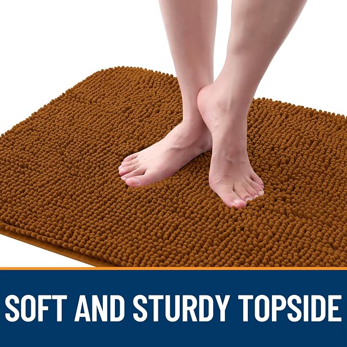 OLANLY Dog Door Mat for Muddy Paws 30x20, Absorbs Moisture and Dirt, Absorbent Non-Slip Washable Doormat, Quick Dry Chenille Mud Mat for Dogs, Entry Indoor Entryway Carpet for Inside Floor, Ochre - Image 4
