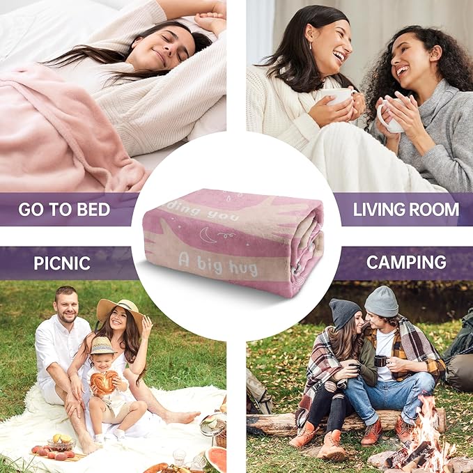 Afterprints Get Well Gifts for Women, Hug/Healing Blanket, Thinking of You/Breast Cancer/Sympathy/After Surgery Gifts for Friends, Sister, Coworkers, Soft Throw Blankets 50'' x 60''