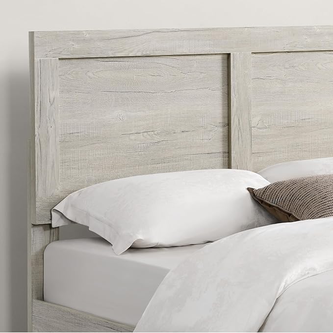 KISLOT Wood Bed Frame, Full Size Wooden Platform Bed Frame with Headboard and Footboard Mattress Foundation Farmhouse Bedroom Furniture No Box Spring Needed