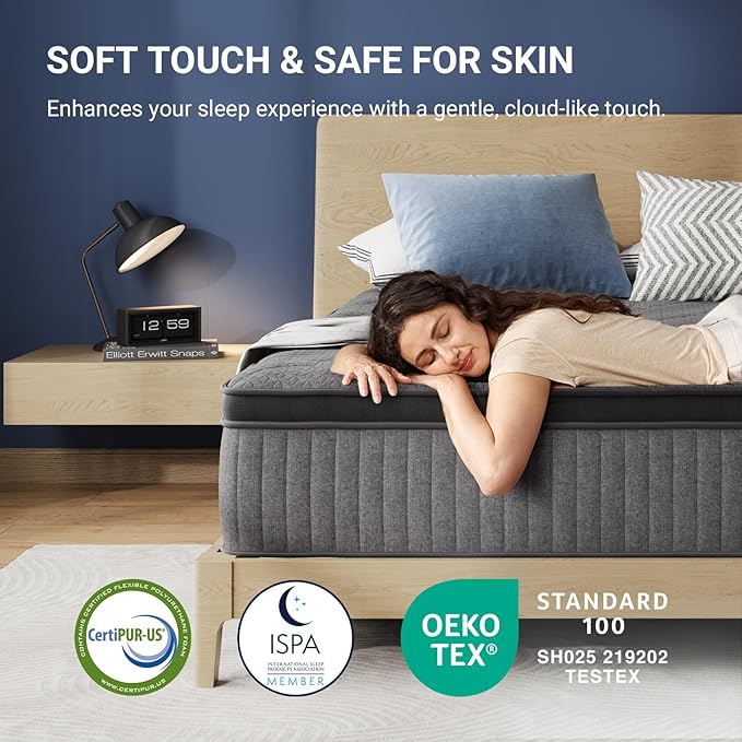 Avenco Queen Mattress, 10 Inch Queen Size Mattress in a Box, Medium Firm Hybrid Mattresses with Smarts™ Coil and Gel Memory Foam for Cool Night Sleep & Pressure Relief, CertiPUR-US Certified