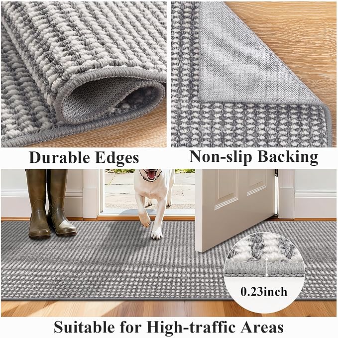 HEBE Indoor Door Mat 32"x48", Non Slip Front Door Mat Indoor Entrance, Low-Profile Entryway Mats Welcome Doormat, Washable Dirt Trapper Mat Floor Carpet for Kitchen Entry Mat - Image 5