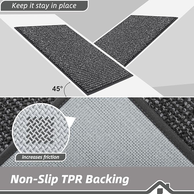 BEQHAUSE Dirt Trapper Door Mat 32" x 48", Non-Slip Washable Doormats Entrance Mat, Dirt Resistant and Absorbent Welcome Mat, Low Profile Floor Mats for Front Back Door and Entryway, Charcoal - Image 6