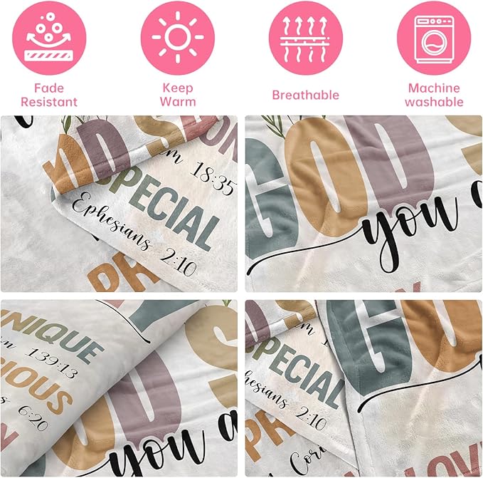 COMFAR Christian Gifts for Women Faith, Inspirational/Religious/Spiritual Gifts for Adults, Soft Throw Blankets for Women/Men, Personalized Blankets for Adults 50"x 60"