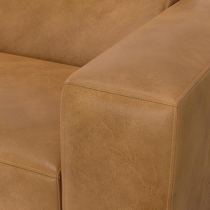 SIMPLIHOME Rex Right-Arm Sofa Module in Full-Grain Genuine Leather, Sienna, 44-inches Wide, Handcrafted Modern-Style Right-Arm Accent Chair for Living Room and Family Room