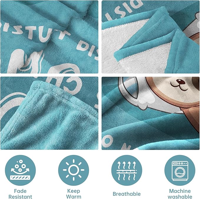 Funny Gifts for Mom Mothers Day, Mom is Charging Sloth Blanket, Birthday Gifts for Moms from Daguther Son, Moms Gift for Christmas, Soft Sloth Throws Blanket for Mother, Cyan, 60" x 50"