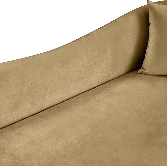 Meridian Furniture 44052Camel-S Destin Collection Modern | Contemporary Sofa with Ultra Luxe Camel 460 GSM Velvet, Rich Curves, 91" W x 34.5" D x 31" H, Camel