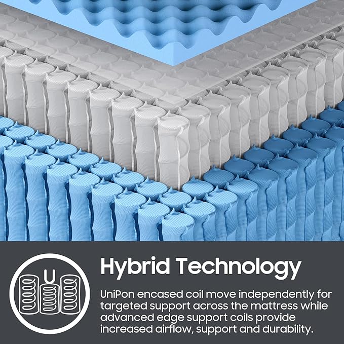 10 inch Extra Firm King Mattress, Hybrid Mattress with Extra Back and Lumbar Hip Support, Fiberglass Free, 365 Nights Trial & 10 Years Warranty, Motion Isolation